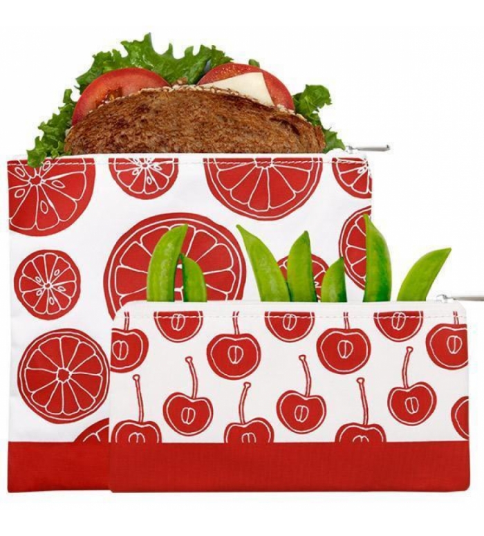 Lunchskins | Bag set 2st. Rits Rood Fruit herbruikbaar