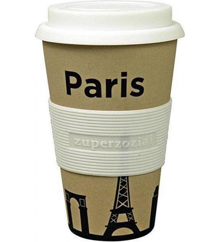 Zuperzozial | Koffiebeker to-go Parijs bamboe/maîs 400ml