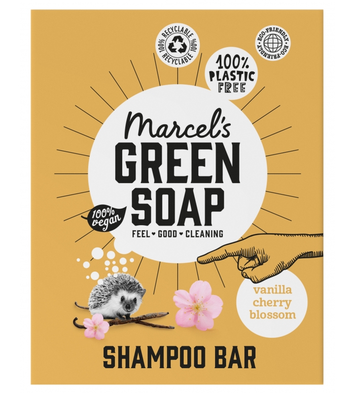 Marcels Green Soap | Shampoo Haarzeep Blok  Vanille&Kersenbloesem